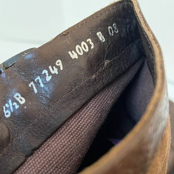 Frye Paige Short Riding Boots Brown Canvas & Leather Pull On Mid Calf 6.5 (READ) - Picture 7 of 15